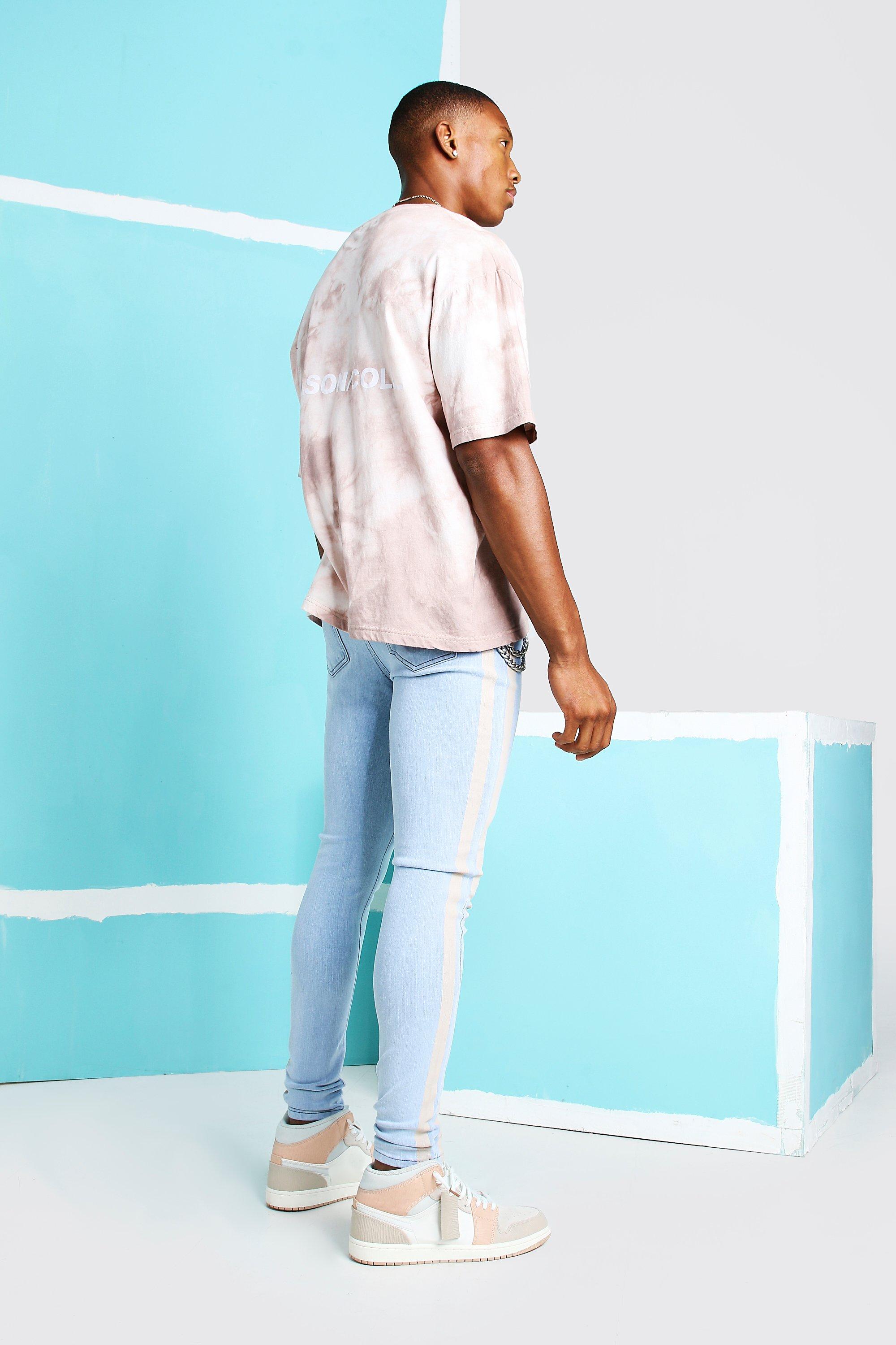 Super Skinny Printed Stripe Jeans boohoo UK